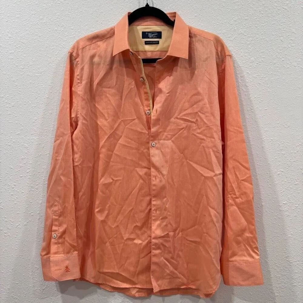 Penguin by musingwear men slim fit long sleeve shirt size 16 32/33